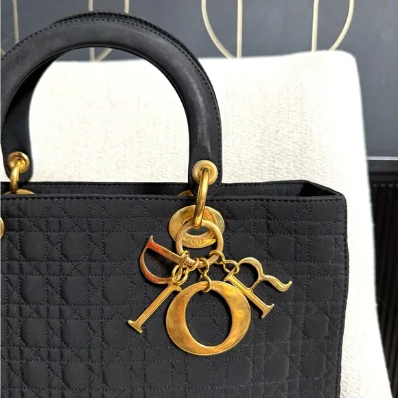 Authentic Christian Dior Lady Dior bag gold charms - Picture 4 of 16